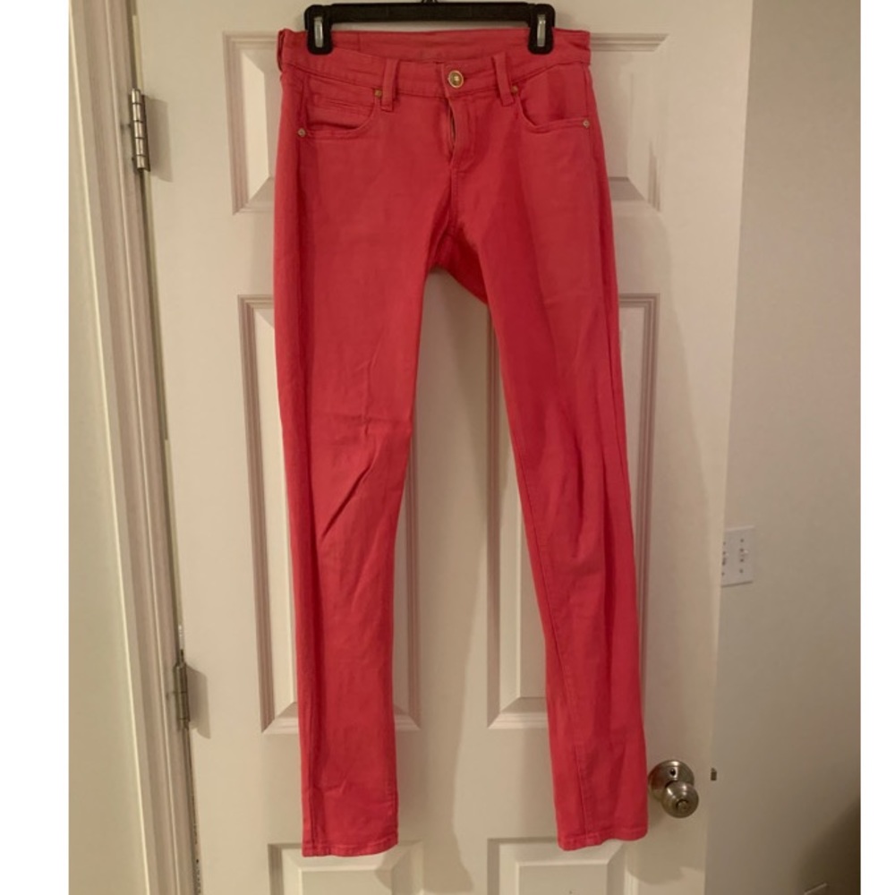 BCBG coral pink skinny jeans